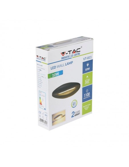 8309-Lampada LED da Muro Arrotondata  LM/W Colore Nero  IP-2