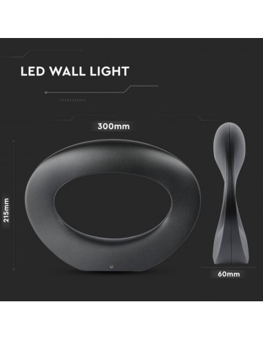 8309-Lampada LED da Muro Arrotondata  LM/W Colore Nero  IP-3