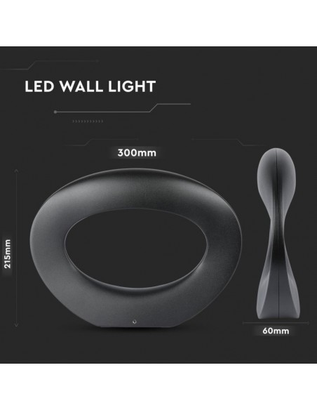 8309-Lampada LED da Muro Arrotondata  LM/W Colore Nero  IP-3