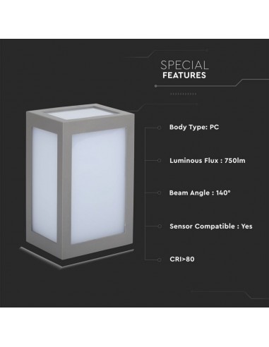 8339-Lampada LED da Muro a Lanterna  Colore Grigio  -6