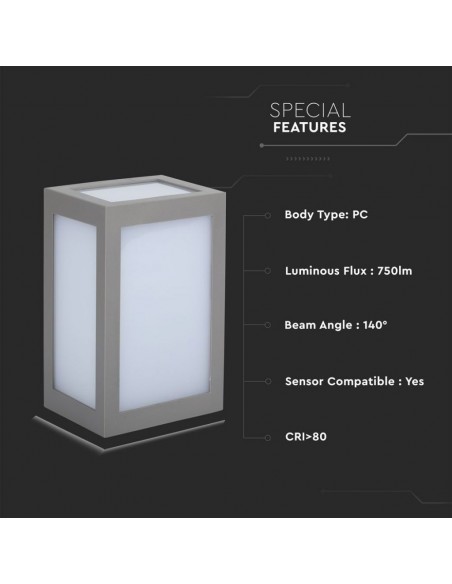 8339-Lampada LED da Muro a Lanterna  Colore Grigio  -6