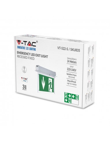 835-Lampada LED Chip Samsung di Emergenza  con Montaggio a Incasso-2