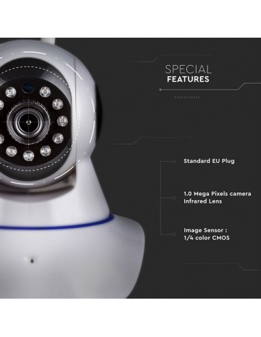 8377-Camera di Videosorveglianza Interno IP WiFi PTZ MP px Visione Notturna Sensore di Movimento con Microfono e Speaker-6