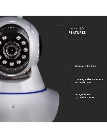 8377-Camera di Videosorveglianza Interno IP WiFi PTZ MP px Visione Notturna Sensore di Movimento con Microfono e Speaker-6