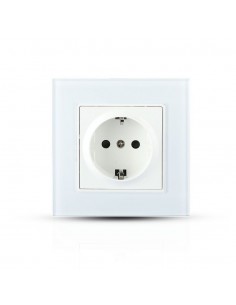 8379-Presa Singola da Incasso con Presa Schuko A e Rivestimento in Vetro xmm Colore Bianco-1