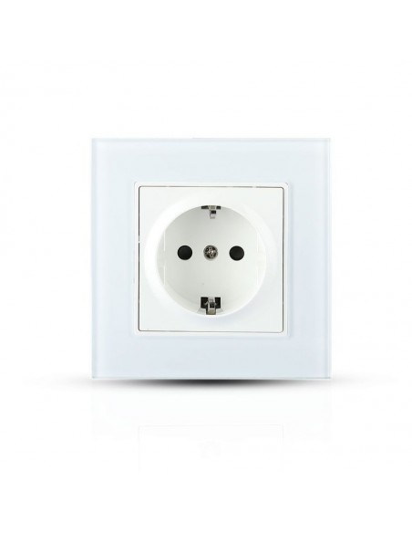 8379-Presa Singola da Incasso con Presa Schuko A e Rivestimento in Vetro xmm Colore Bianco-1