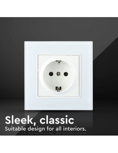 8379-Presa Singola da Incasso con Presa Schuko A e Rivestimento in Vetro xmm Colore Bianco-4