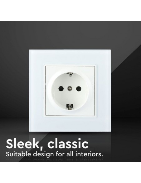 8379-Presa Singola da Incasso con Presa Schuko A e Rivestimento in Vetro xmm Colore Bianco-4