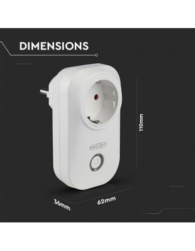8415-Presa con Spina a Schuko WiFi A P  Schuko con Interruttore Compatibile con Google Home e Amazon Alexa Tramite App Smart-3