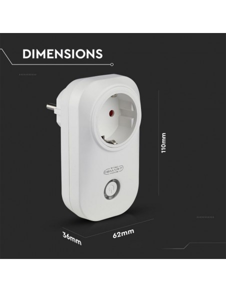 8415-Presa con Spina a Schuko WiFi A P  Schuko con Interruttore Compatibile con Google Home e Amazon Alexa Tramite App Smart-3