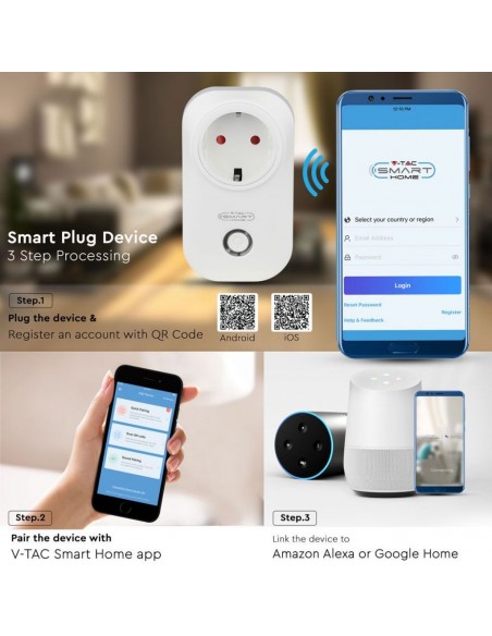 8415-Presa con Spina a Schuko WiFi A P  Schuko con Interruttore Compatibile con Google Home e Amazon Alexa Tramite App Smart-5