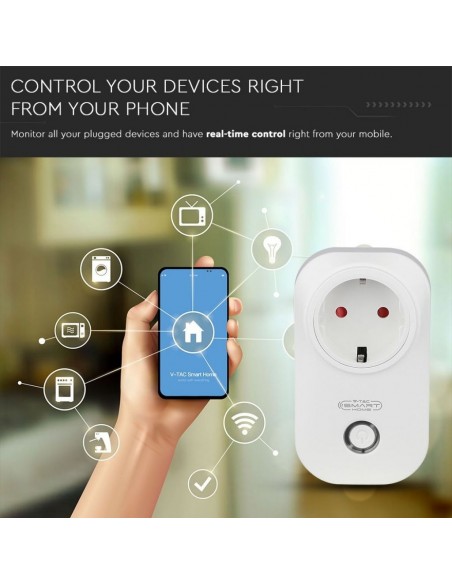 8415-Presa con Spina a Schuko WiFi A P  Schuko con Interruttore Compatibile con Google Home e Amazon Alexa Tramite App Smart-7