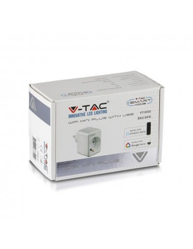 8416-Presa con Spina a Schuko WiFi A P  Schuko USB e Interruttore Compatibile con Google Home e Amazon Alexa via App Smart-2