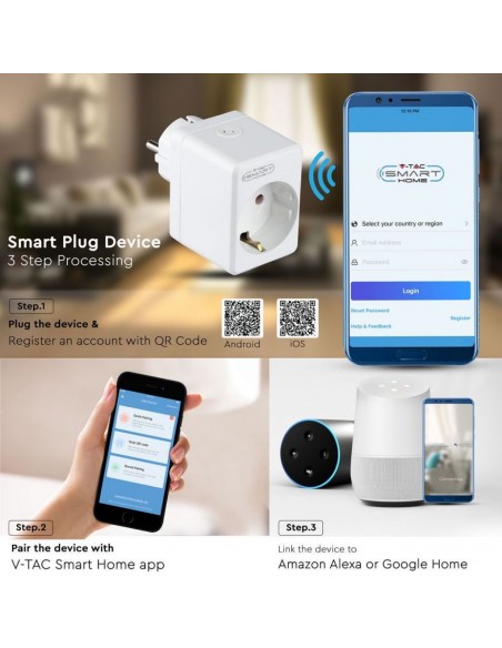 8416-Presa con Spina a Schuko WiFi A P  Schuko USB e Interruttore Compatibile con Google Home e Amazon Alexa via App Smart-5