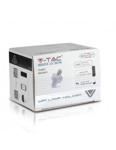 8421-Portalampada E Max  Wifi Compatibile con Google Home e Amazon Alexa Tramite App Smart Colore Bianco-2