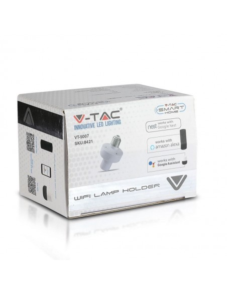 8421-Portalampada E Max  Wifi Compatibile con Google Home e Amazon Alexa Tramite App Smart Colore Bianco-2