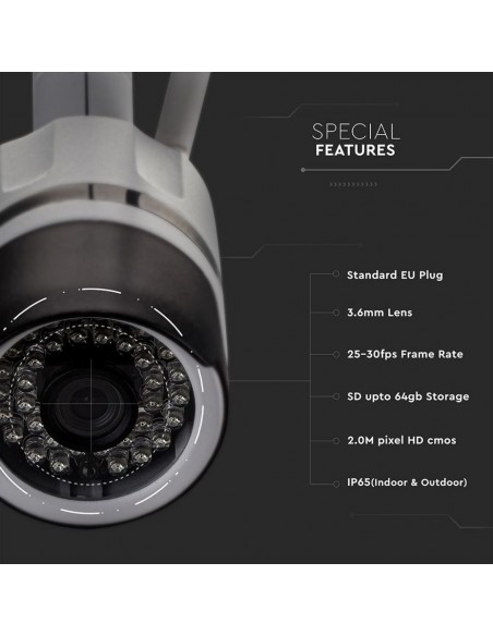 8441-Camera di Videosorveglianza da Interno/Esterno IP WiFi MP px Visione Notturna Sensore Movimento  Canali Audio SD Gb-4