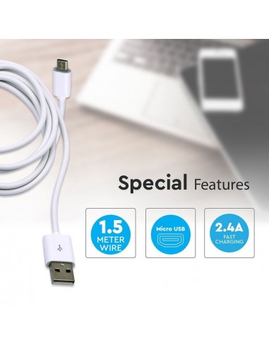 8450-Cavo da Micro-USB a USB-A m Ricarica Rapida A Colore Bianco-6