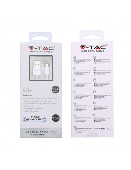 8451-Cavo da Micro-USB a USB-A m Ricarica Rapida A Colore Bianco-2