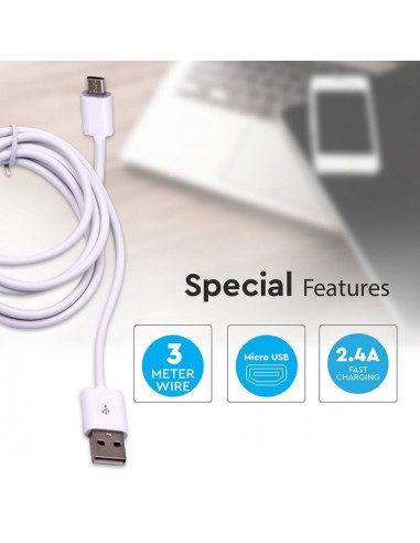 8451-Cavo da Micro-USB a USB-A m Ricarica Rapida A Colore Bianco-5