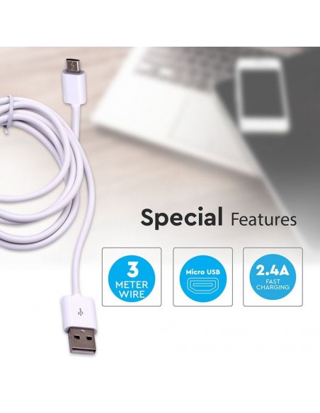 8451-Cavo da Micro-USB a USB-A m Ricarica Rapida A Colore Bianco-5