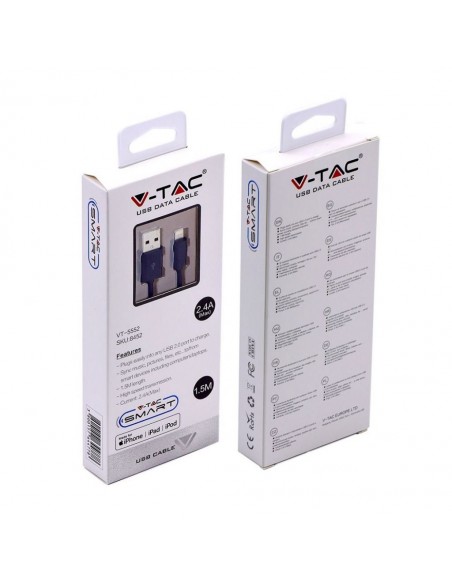 8452-Cavo da Lightning iPhone a USB-A m Ricarica Rapida A con Licenza MFI Colore Nero-2