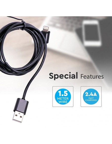 8452-Cavo da Lightning iPhone a USB-A m Ricarica Rapida A con Licenza MFI Colore Nero-5