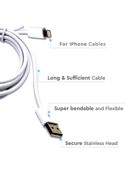 8453-Cavo da Lightning iPhone a USB-A m Ricarica Rapida A con Licenza MFI Colore Bianco-5