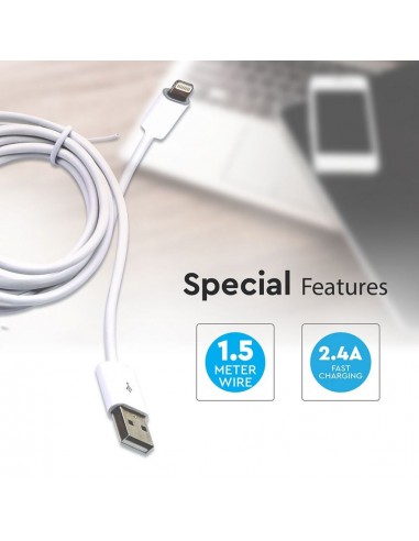 8453-Cavo da Lightning iPhone a USB-A m Ricarica Rapida A con Licenza MFI Colore Bianco-6