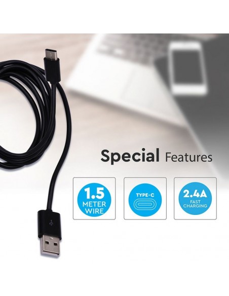 8454-Cavo da USB Tipo-C a USB-A m Ricarica Rapida A Colore Nero-3