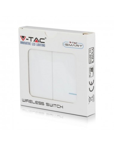 8461-Interruttore Wireless a  Vie Doppio Tasto Controllo Remoto fino a m compatibile con App Smart Light Google Home e Amazon Al