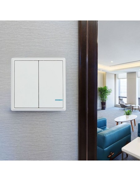 8461-Interruttore Wireless a  Vie Doppio Tasto Controllo Remoto fino a m compatibile con App Smart Light Google Home e Amazon Al