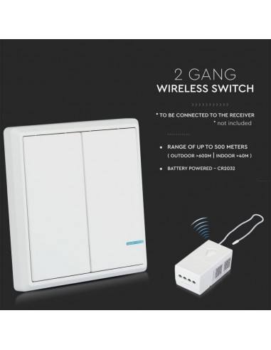 8461-Interruttore Wireless a  Vie Doppio Tasto Controllo Remoto fino a m compatibile con App Smart Light Google Home e Amazon Al
