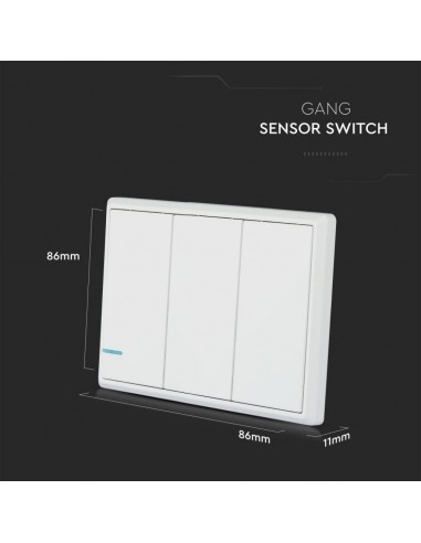 8462-Interruttore Wireless a  Vie Triplo Tasto Controllo Remoto fino a m compatibile con App Smart Light Google Home e Amazon Al