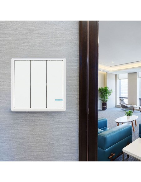 8462-Interruttore Wireless a  Vie Triplo Tasto Controllo Remoto fino a m compatibile con App Smart Light Google Home e Amazon Al