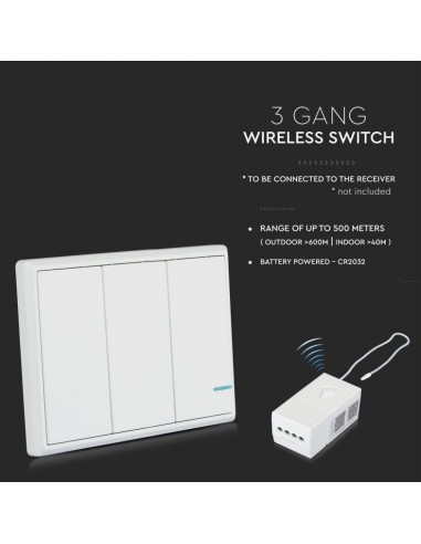 8462-Interruttore Wireless a  Vie Triplo Tasto Controllo Remoto fino a m compatibile con App Smart Light Google Home e Amazon Al