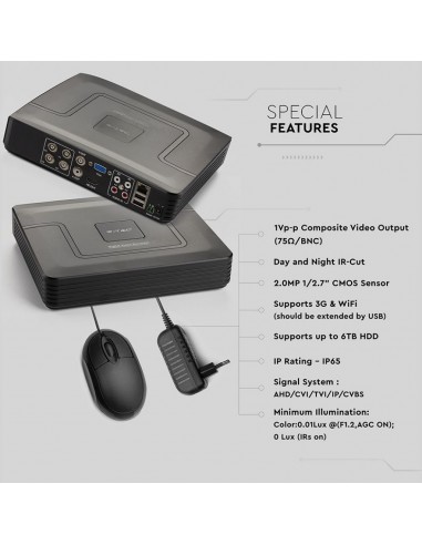 8476-Registratore DVR Ibrido  in  a  Canali n HD con Sensore di Movimento Compatibile con Smart Device-2