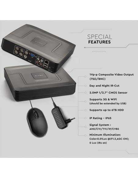 8476-Registratore DVR Ibrido  in  a  Canali n HD con Sensore di Movimento Compatibile con Smart Device-2