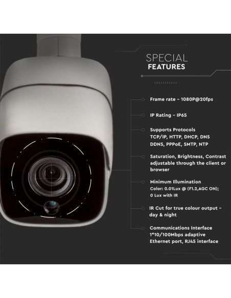 8478-Camera di Videosorveglianza da Interno/Esterno IP MP px FullHD Visione Notturna Compatibile con Smart Device-3