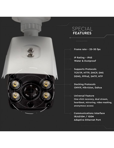 8479-Camera di Videosorveglianza da Interno/Esterno IP MP px FullHD con Visione Notturna a Colori Compatibile con Smart Device-3