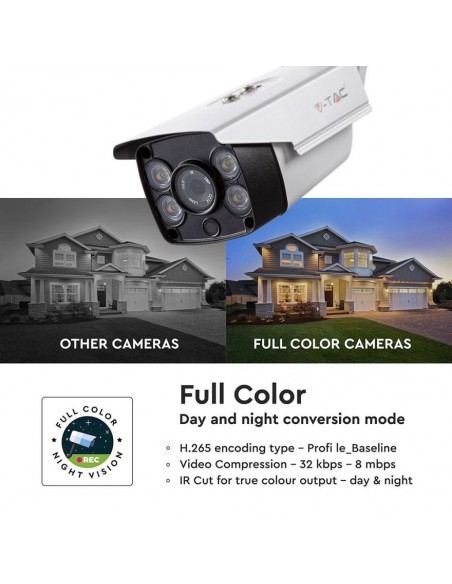 8479-Camera di Videosorveglianza da Interno/Esterno IP MP px FullHD con Visione Notturna a Colori Compatibile con Smart Device-4