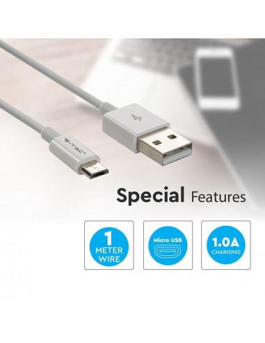 8484-Cavo da Micro-USB a USB-A m Ricarica A Silver Series Colore Bianco-2