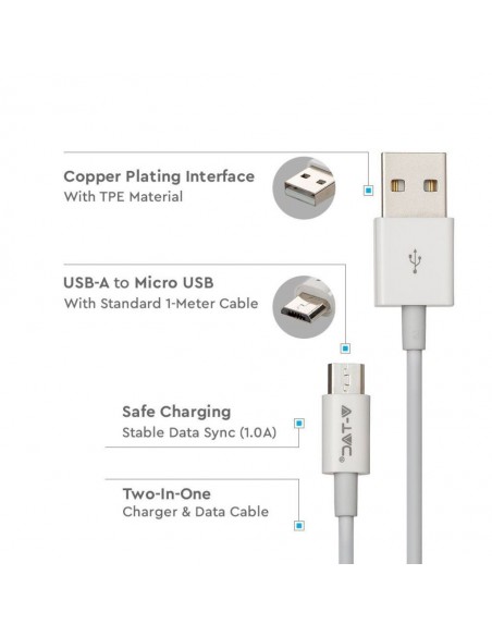 8484-Cavo da Micro-USB a USB-A m Ricarica A Silver Series Colore Bianco-5