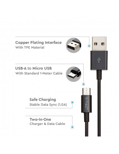 8485-Cavo da Micro-USB a USB-A m Ricarica A Silver Series Colore Nero-4