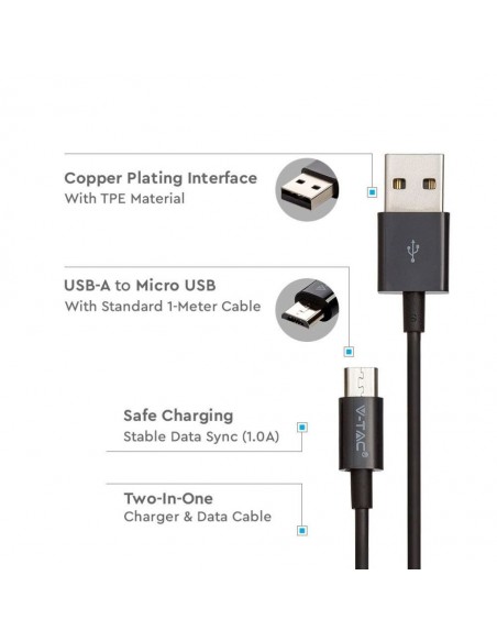 8485-Cavo da Micro-USB a USB-A m Ricarica A Silver Series Colore Nero-4