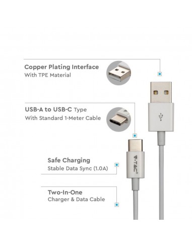 8486-Cavo da USB Tipo-C a USB-A m Ricarica A Silver Series Colore Bianco-4