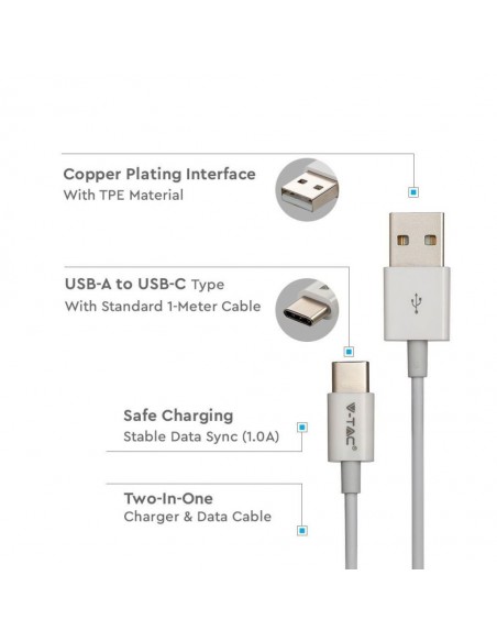 8486-Cavo da USB Tipo-C a USB-A m Ricarica A Silver Series Colore Bianco-4