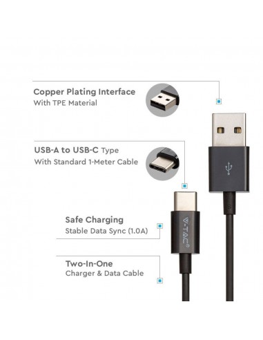 8487-Cavo da USB Tipo-C a USB-A m Ricarica A Silver Series Colore Nero-4