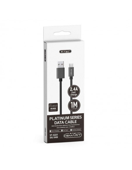 8488-Cavo da Micro-USB a USB-A m Ricarica Rapida A Platinum Series Cavo Antigroviglio in Corda Colore Nero-2