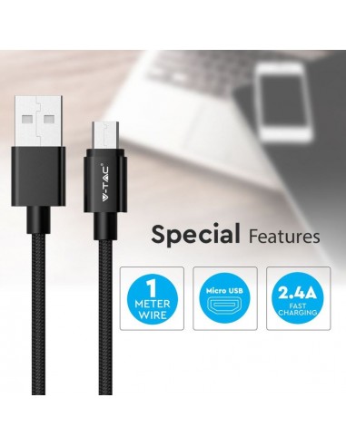 8488-Cavo da Micro-USB a USB-A m Ricarica Rapida A Platinum Series Cavo Antigroviglio in Corda Colore Nero-3